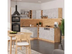 Vicco R-Line Eckküche /Goldkraft Eiche 237 x 247 cm AP Eiche ohne E-Geräte< Winkelküchen