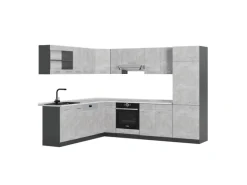 Winkelküchen|Kühlschränke<Vicco R-Line Eckküche /Anthrazit 227 x 287 cm AP Marmor ohne E-Geräte