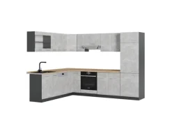 Online Vicco R-Line Eckküche /Anthrazit 227 x 287 cm ohne Arbeitsplatte ohne E-Geräte Beton