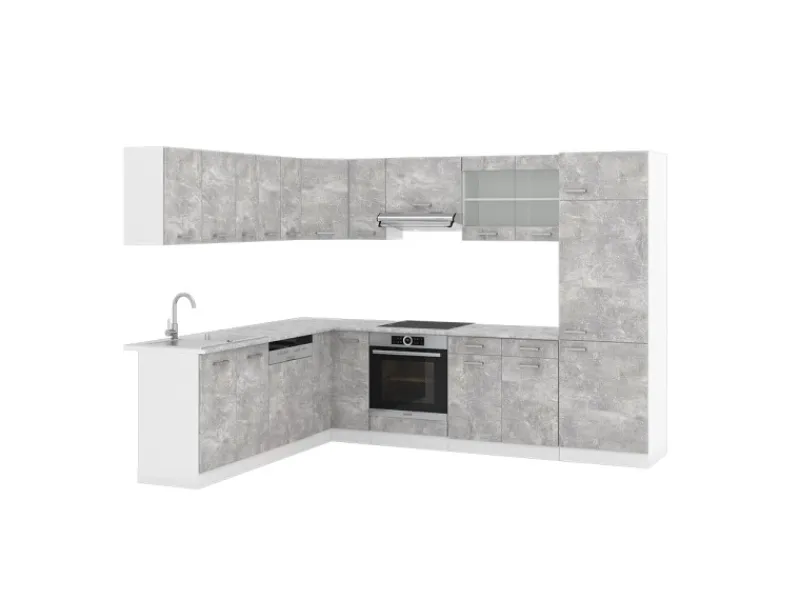 Online Vicco R-Line Eckküche 227 x 287 cm AP Marmor ohne E-Geräte Beton