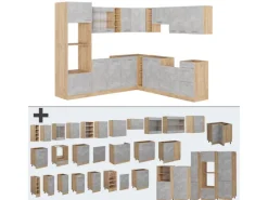 Hot Vicco R-Line Eckküche /Goldkraft Eiche 237 x 247 cm AP Anthrazit ohne E-Geräte Beton
