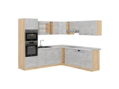 Vicco R-Line Eckküche /Goldkraft Eiche 237 x 247 cm AP Marmor ohne E-Geräte< Winkelküchen|Einbauküchen
