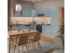 Outlet Vicco R-Line Eckküche Blau-Grau/Goldkraft Eiche 227 x 287 cm AP Anthrazit ohne E-Geräte Blaugrau