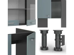 Vicco R-Line Eckküche Blau-Grau/Anthrazit 237 x 247 cm AP Marmor ohne E-Geräte< Winkelküchen|Kücheninseln
