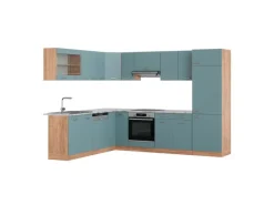 Vicco R-Line Eckküche Blau-Grau/Goldkraft Eiche 227 x 287 cm AP Marmor ohne E-Geräte< Winkelküchen