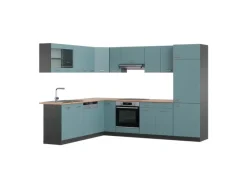 Vicco R-Line Eckküche Blau-Grau/Anthrazit 227 x 287 cm AP Eiche ohne E-Geräte< Küchenschränke