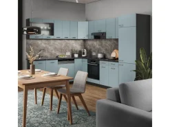 Vicco R-Line Eckküche Blau-Grau/Anthrazit 227 x 287 cm AP Eiche ohne E-Geräte< Küchenschränke