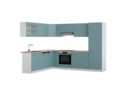Vicco R-Line Eckküche Blau-Grau/Weiß 227 x 287 cm AP Eiche ohne E-Geräte< Winkelküchen|Küchenschränke