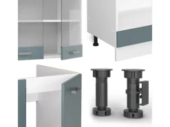 Vicco R-Line Eckküche Blau-Grau/Weiß 227 x 287 cm AP Eiche ohne E-Geräte< Winkelküchen|Küchenschränke