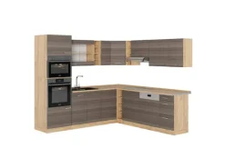 Vicco R-Line Eckküche /Goldkraft Eiche 237 x 60 cm ohne Arbeitsplatte ohne E-Geräte< Kochfelder|Kühlschränke