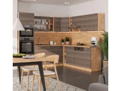 Vicco R-Line Eckküche /Goldkraft Eiche 237 x 60 cm ohne Arbeitsplatte ohne E-Geräte< Kochfelder|Kühlschränke