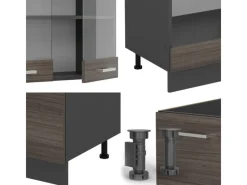 Vicco R-Line Eckküche /Anthrazit 227 x 287 cm AP Marmor ohne E-Geräte< Gefrierschränke|Winkelküchen