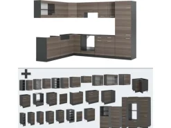 Vicco R-Line Eckküche /Anthrazit 227 x 287 cm AP Marmor ohne E-Geräte< Gefrierschränke|Winkelküchen