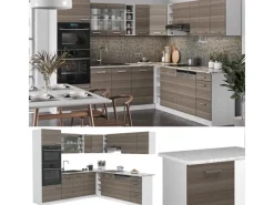 Vicco R-Line Eckküche /Weiß 237 x 60 cm ohne Arbeitsplatte ohne E-Geräte< Winkelküchen|Einbauküchen