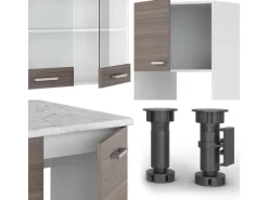 Vicco R-Line Eckküche /Weiß 237 x 60 cm ohne Arbeitsplatte ohne E-Geräte< Winkelküchen|Einbauküchen