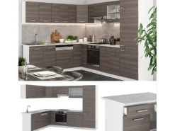 Winkelküchen<Vicco R-Line Eckküche /Weiß 227 x 287 cm ohne Arbeitsplatte ohne E-Geräte