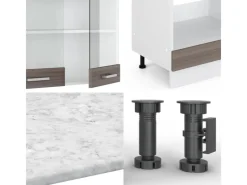 Winkelküchen<Vicco R-Line Eckküche /Weiß 227 x 287 cm ohne Arbeitsplatte ohne E-Geräte