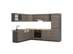 Winkelküchen|Herde<Vicco R-Line Eckküche /Anthrazit 227 x 287 cm ohne Arbeitsplatte ohne E-Geräte