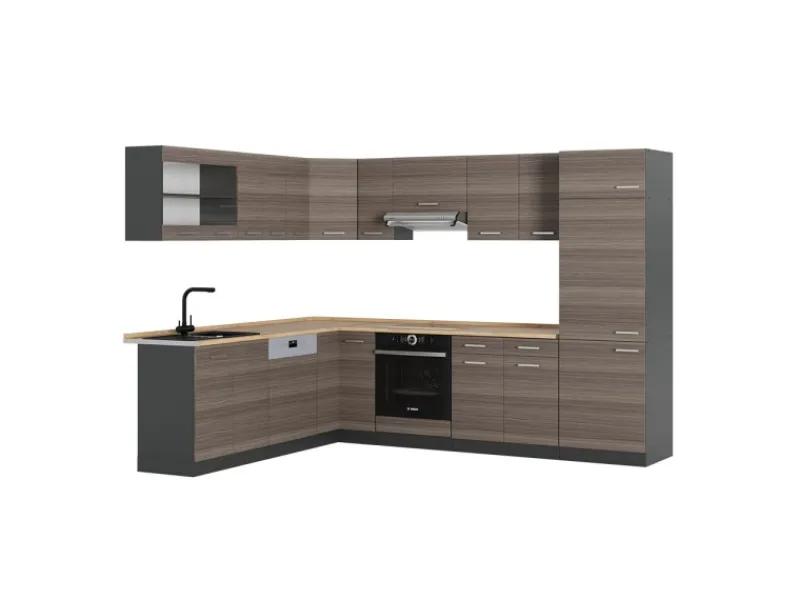 Winkelküchen|Herde<Vicco R-Line Eckküche /Anthrazit 227 x 287 cm ohne Arbeitsplatte ohne E-Geräte