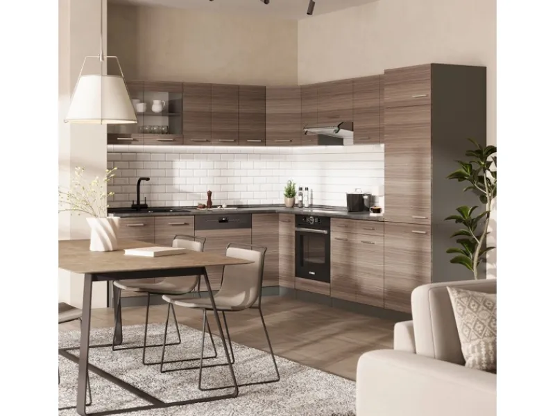 Winkelküchen|Herde<Vicco R-Line Eckküche /Anthrazit 227 x 287 cm ohne Arbeitsplatte ohne E-Geräte