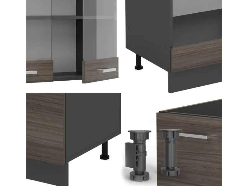 Winkelküchen|Herde<Vicco R-Line Eckküche /Anthrazit 227 x 287 cm ohne Arbeitsplatte ohne E-Geräte