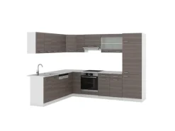 Vicco R-Line Eckküche /Weiß 227 x 287 cm AP Marmor ohne E-Geräte< Winkelküchen