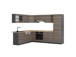 Clearance Vicco R-Line Eckküche /Anthrazit 227 x 287 cm AP Eiche ohne E-Geräte Edelgrau