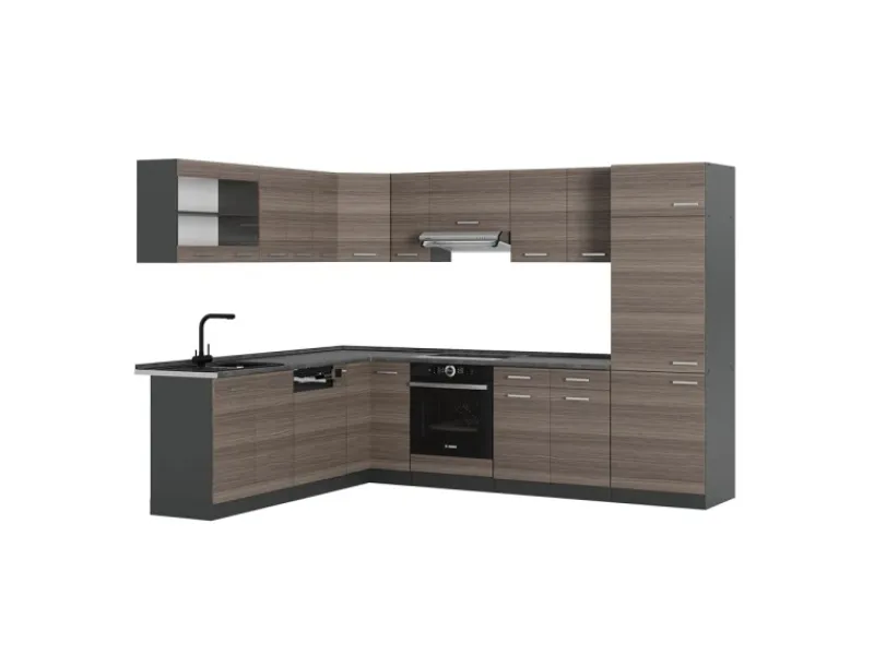 Vicco R-Line Eckküche /Anthrazit 227 x 287 cm AP Anthrazit ohne E-Geräte Edelgrau