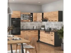 Herde|Winkelküchen<Vicco R-Line Eckküche Goldkraft Eiche/Anthrazit 237 x 60 cm ohne Arbeitsplatte ohne E-Geräte
