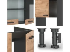 Herde|Winkelküchen<Vicco R-Line Eckküche Goldkraft Eiche/Anthrazit 237 x 60 cm ohne Arbeitsplatte ohne E-Geräte
