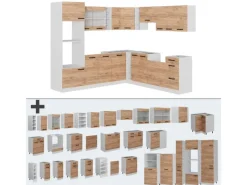 Best Vicco R-Line Eckküche Goldkraft /Weiß 237 x 247 cm AP ohne E-Geräte Eiche