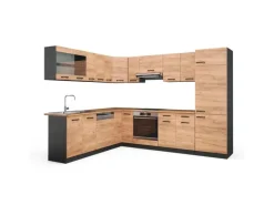 Vicco R-Line Eckküche Goldkraft Eiche/Anthrazit 227 x 287 cm AP Eiche ohne E-Geräte< Winkelküchen