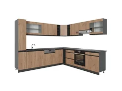Vicco R-Line Eckküche Goldkraft Eiche/Anthrazit 257 x 277 cm J-ShapeAP Anthrazit ohne E-Geräte< Winkelküchen|Einbauküchen