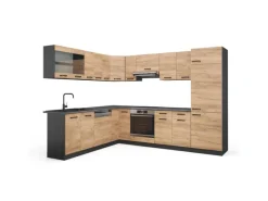 Vicco R-Line Eckküche Goldkraft Eiche/Anthrazit 227 x 287 cm ohne Arbeitsplatte ohne E-Geräte< Winkelküchen|Küchenschränke