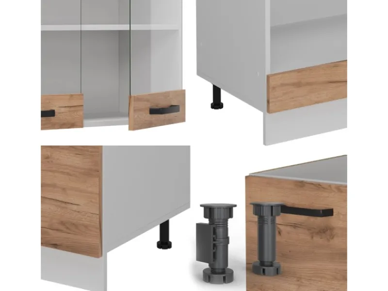 Vicco R-Line Eckküche Goldkraft Eiche/Weiß 227 x 287 cm AP Anthrazit ohne E-Geräte< Winkelküchen