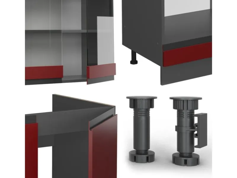 Winkelküchen<Vicco R-Line Eckküche 257 x 60 cm J-Shapeohne Arbeitsplatte ohne E-Geräte