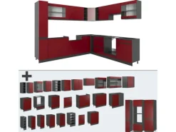 Winkelküchen<Vicco R-Line Eckküche 257 x 60 cm J-Shapeohne Arbeitsplatte ohne E-Geräte