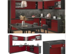 Winkelküchen<Vicco R-Line Eckküche /Anthrazit 257 x 277 cm J-ShapeAP Marmor ohne E-Geräte