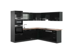 Sale Vicco R-Line Eckküche /Anthrazit 237 x 247 cm AP Eiche ohne E-Geräte Schwarz Hochglanz
