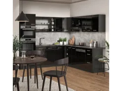 Sale Vicco R-Line Eckküche /Anthrazit 237 x 247 cm AP Eiche ohne E-Geräte Schwarz Hochglanz
