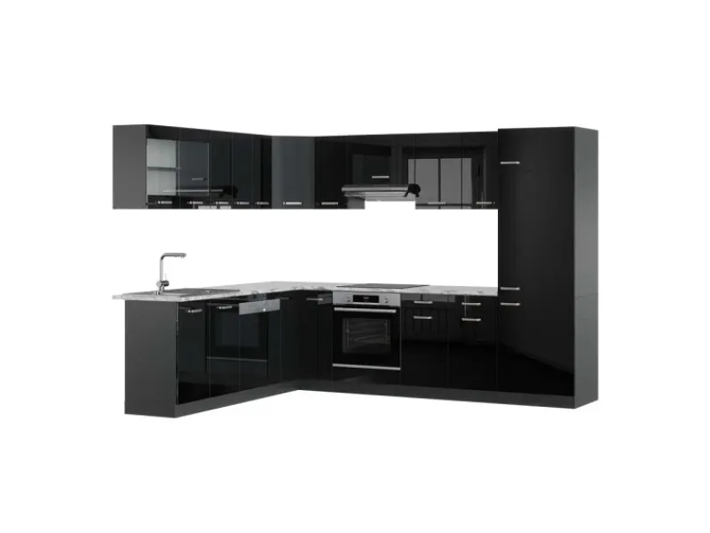 Gefrierschränke|Kochfelder<Vicco R-Line Eckküche /Anthrazit 227 x 287 cm AP Marmor ohne E-Geräte