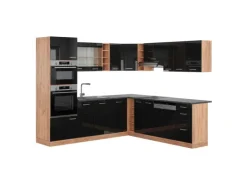 Vicco R-Line Eckküche /Goldkraft Eiche 237 x 247 cm AP Anthrazit ohne E-Geräte< Winkelküchen
