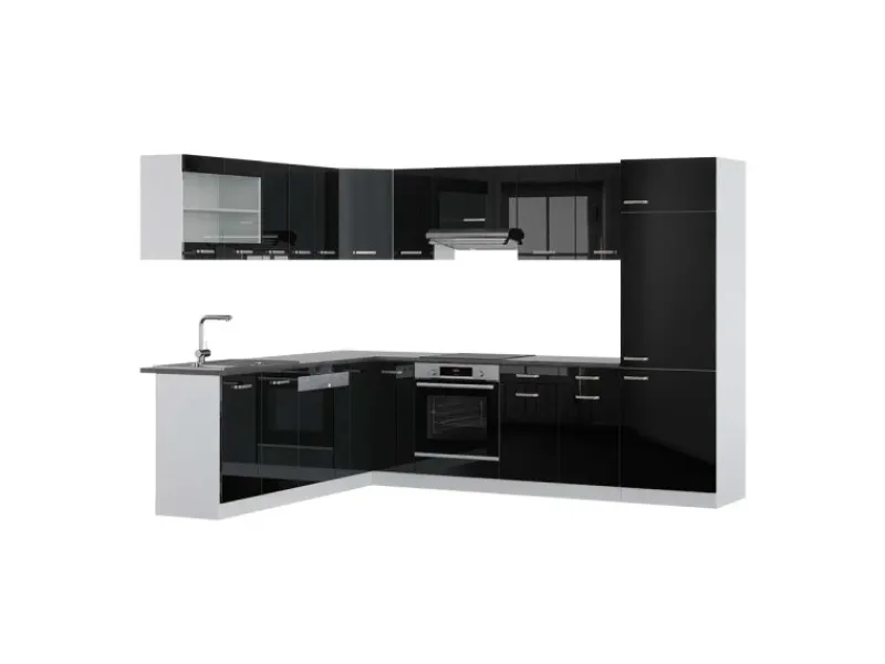Winkelküchen|Einbauküchen<Vicco R-Line Eckküche /Weiß 227 x 287 cm AP Anthrazit ohne E-Geräte