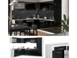 Winkelküchen|Einbauküchen<Vicco R-Line Eckküche /Weiß 227 x 287 cm AP Anthrazit ohne E-Geräte