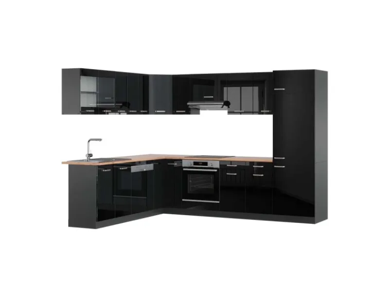 Vicco R-Line Eckküche /Anthrazit 227 x 287 cm AP Eiche ohne E-Geräte< Winkelküchen