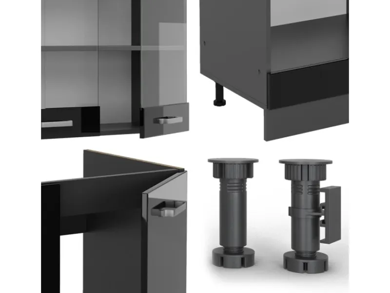 Vicco R-Line Eckküche /Anthrazit 227 x 287 cm AP Eiche ohne E-Geräte< Winkelküchen