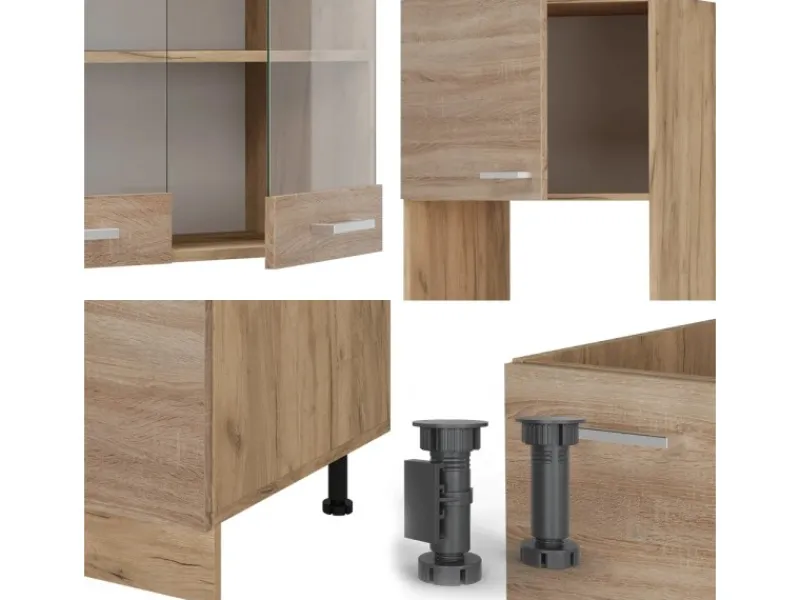 Winkelküchen<Vicco R-Line Eckküche Sonoma/Goldkraft Eiche 237 x 60 cm ohne Arbeitsplatte ohne E-Geräte