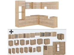 Winkelküchen<Vicco R-Line Eckküche Sonoma/Goldkraft Eiche 237 x 60 cm ohne Arbeitsplatte ohne E-Geräte