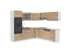 Vicco R-Line Eckküche Sonoma/Weiß 237 x 60 cm ohne Arbeitsplatte ohne E-Geräte< Winkelküchen|Einbauküchen
