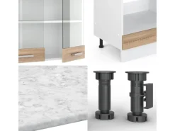 Clearance Vicco R-Line Eckküche Sonoma 227 x 287 cm ohne Arbeitsplatte ohne E-Geräte Sonoma Eiche